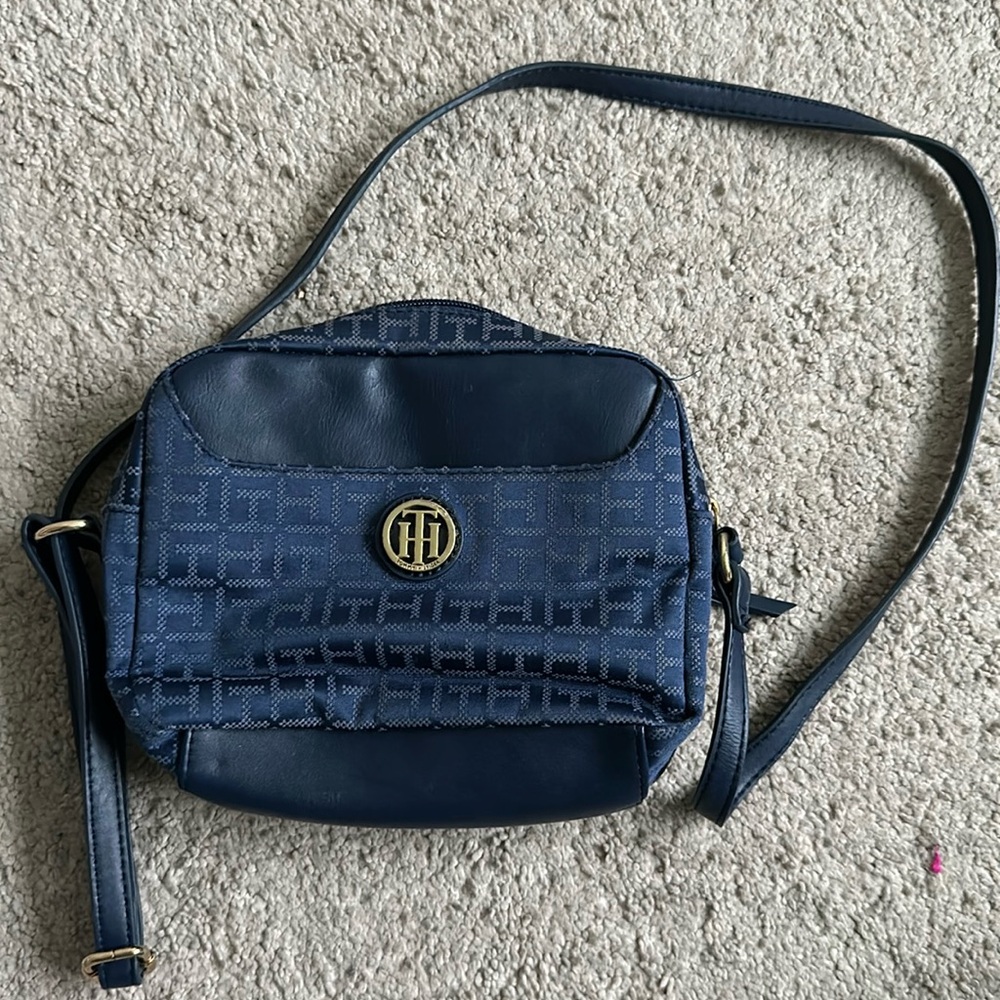 Navy Blue Tommy Hilfiger Monogram Crossbody Bag